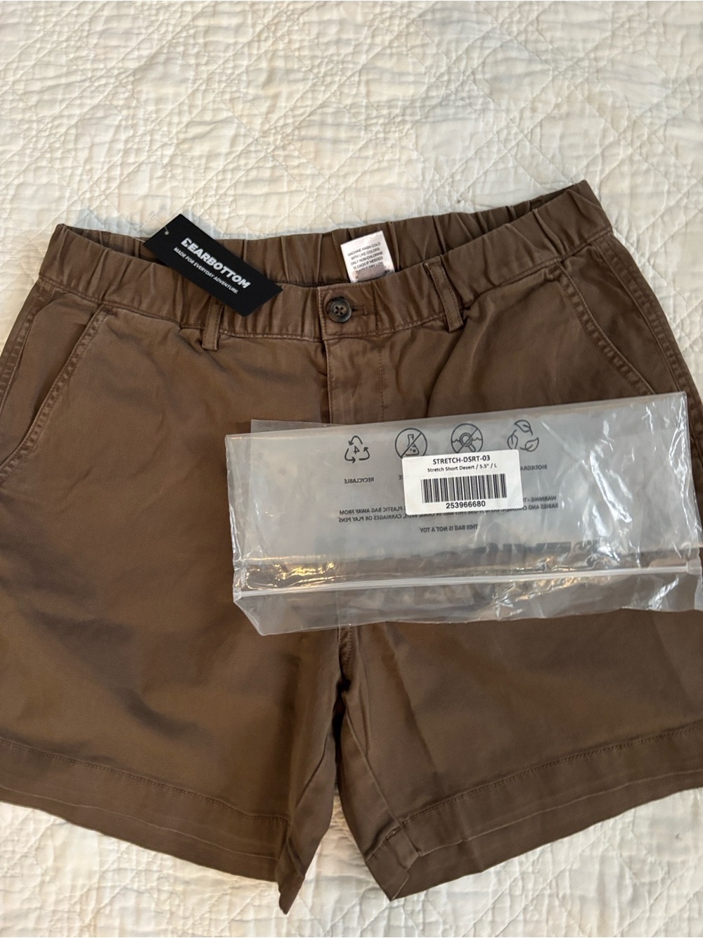 Bearbottom Men's Flat-Front Brown Elastic-Waist Shorts - Picture 3 of 3